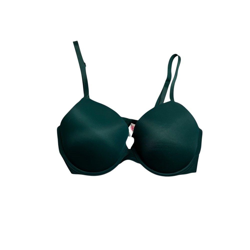 Victoria's Secret PINK Wear Everywhere‎ Push-Up Bra 36D Hunter Green Hot Pink